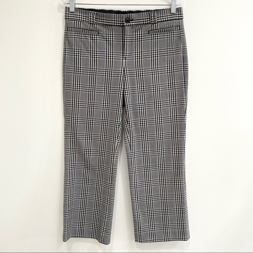 Banana Republic Logan black white Glen plaid cropped trousers size 6